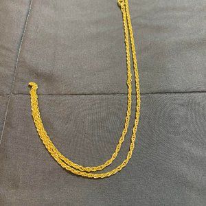 24" Gold Tone Rope Chain Unisex